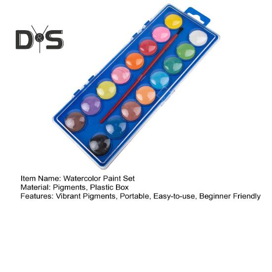 1 sett akvarellfarger 16 farger solide akvarellpigmenter Vannløselige malinger Bærbar akvarellpalett for skoleprosjekter Reise