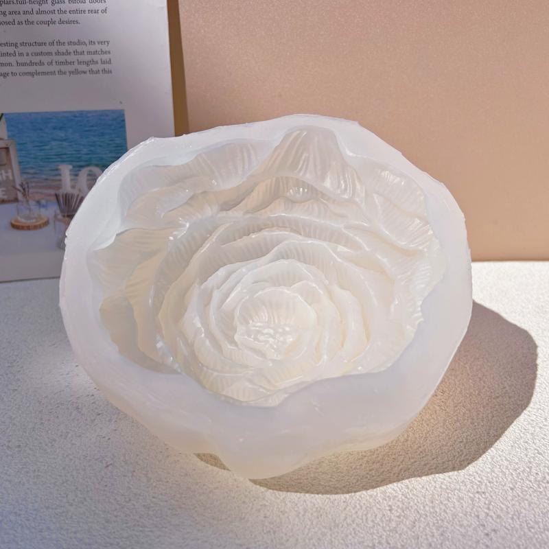 15cm Big Size Peony Silicone Candle Mold High Quality Resin and Plaster Disposable Cake Tool for Baking Packaged in Bag