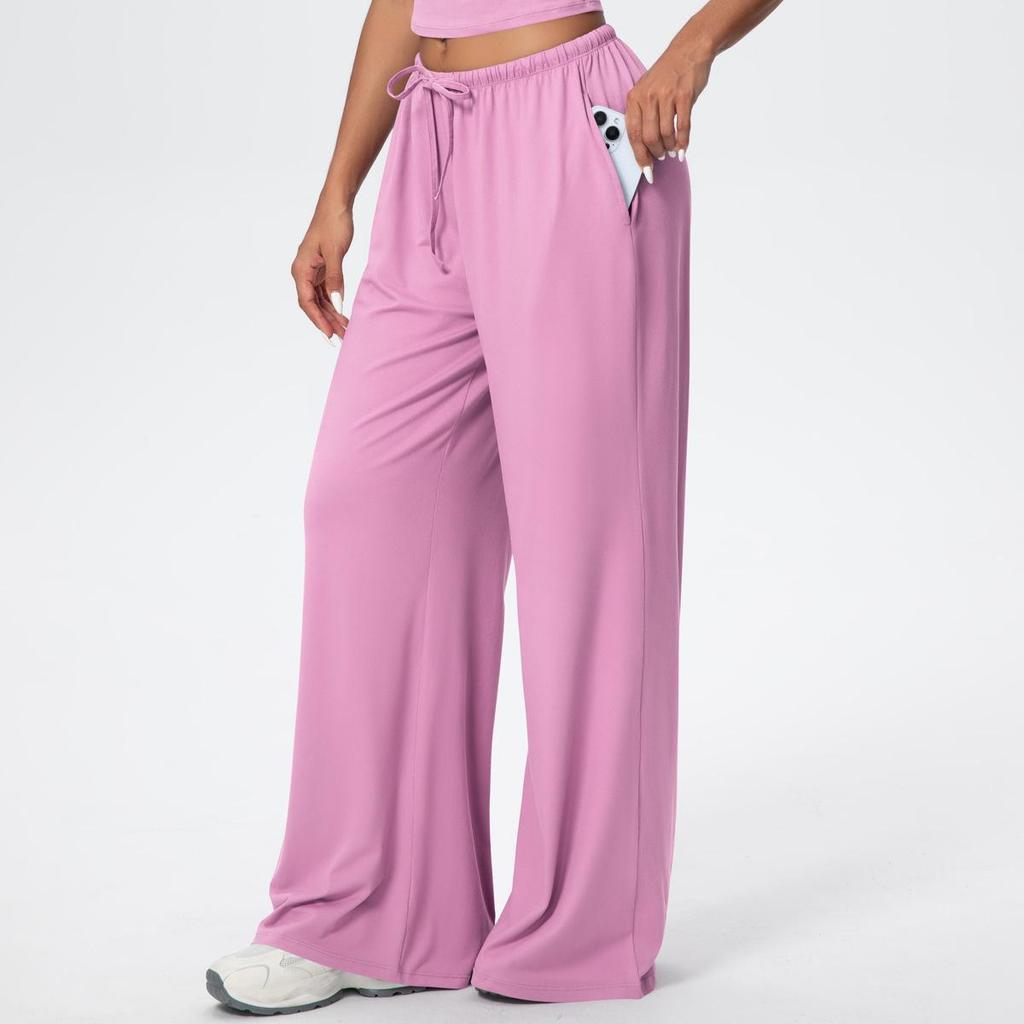 Breathable Wide-Leg Loose Casual Yoga Pants with Elastic Drawstring for Women