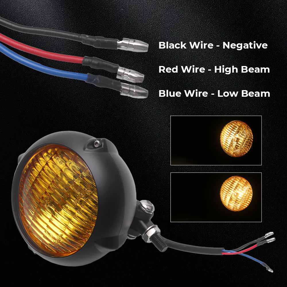 4.5 Inch Round Motorcycle Headlight H4 Headlamp Amber Lamp For Harley Kawasaki Honda Yamaha Suzuki Chopper Cafe Racer