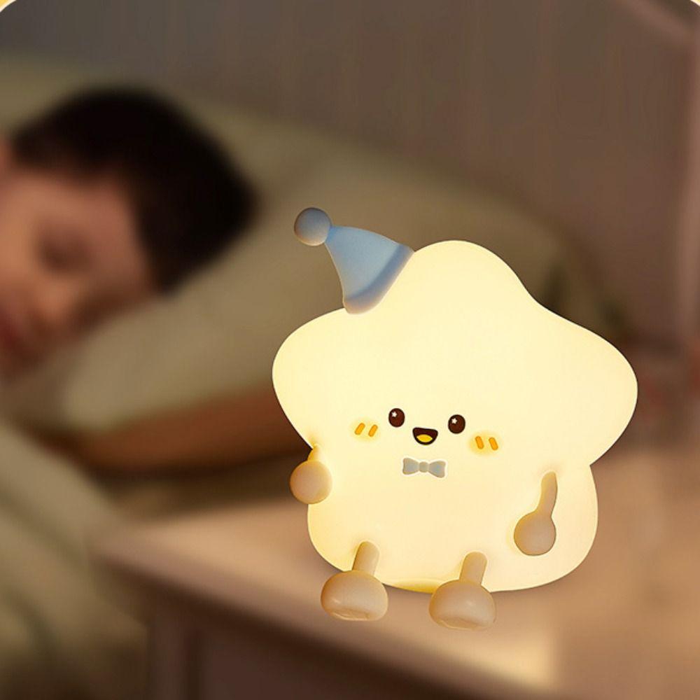 Colorful Light LED Star Night Light Soft Silicone Touch Table Lamp Sleeping Lamp  Sleep Aid