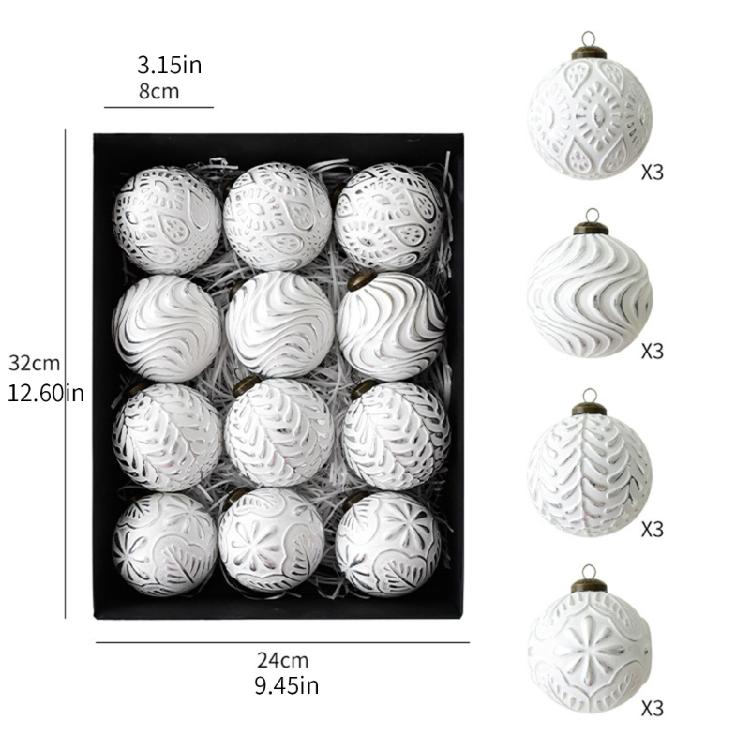 12Pcs Shimmering Christmas Ball Ornament 8cm Shatterproof Christmas Baubles Hanging Decorations for Tree Wreath Mantels
