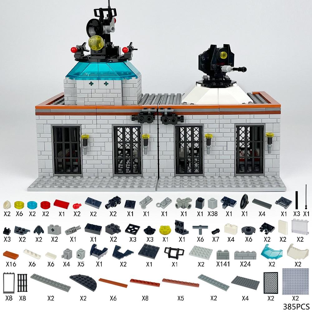 MOC Fabrică Militară de Arme Stație de Poliție pentru Prizonieri Cușcă din Plasă de Sârmă Mini Figurine de Acțiune Cărămizi de Construcție Blocuri Militare Armată Jucărie