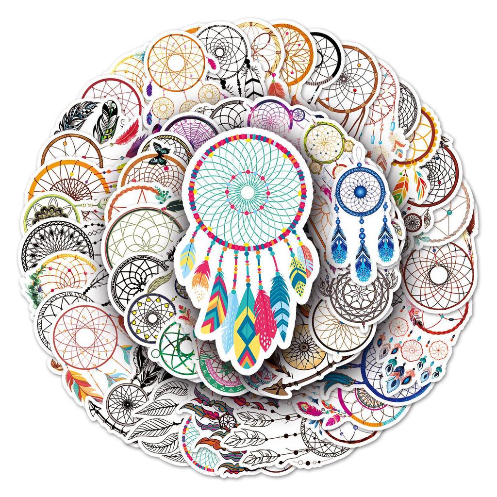 50 Waterproof Dreamcatcher Stickers for Luggage, Scooter, Computer & Tablet Decoration