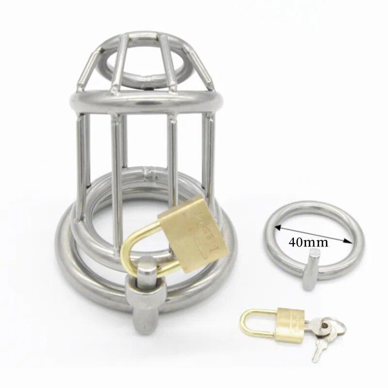 Male Stainless Steel Chastity Device Penis Ring Cock Cage With Padlock Adult BDSM Sissy Slave Bondage Game Alternative Sex Toys
