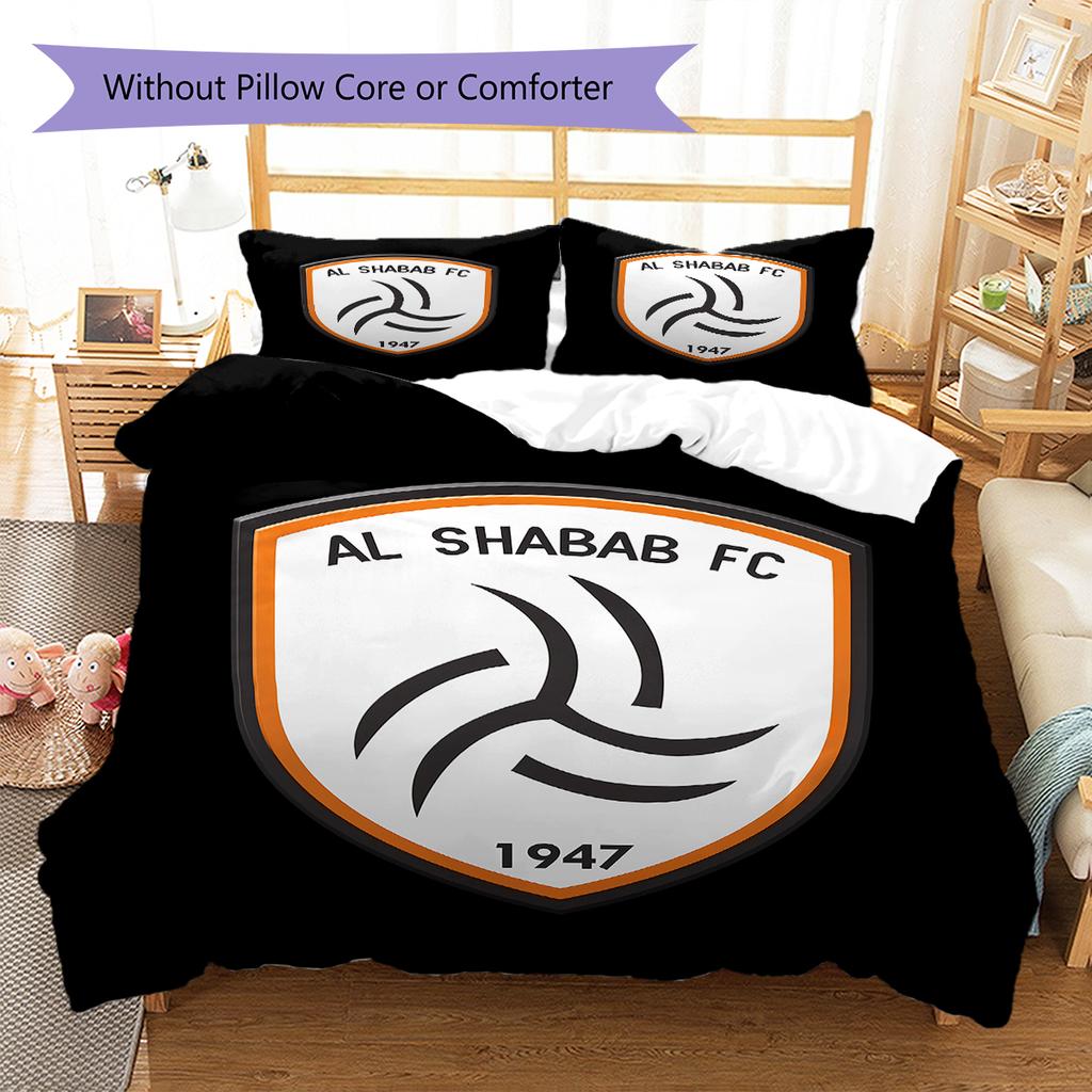 Al-Shabab FC Pattern Bedding,Quilt Set Quilt Cover Pillowcase Home Birthday Gift (1 * duvet cover + 2 * pillowcase, without core)