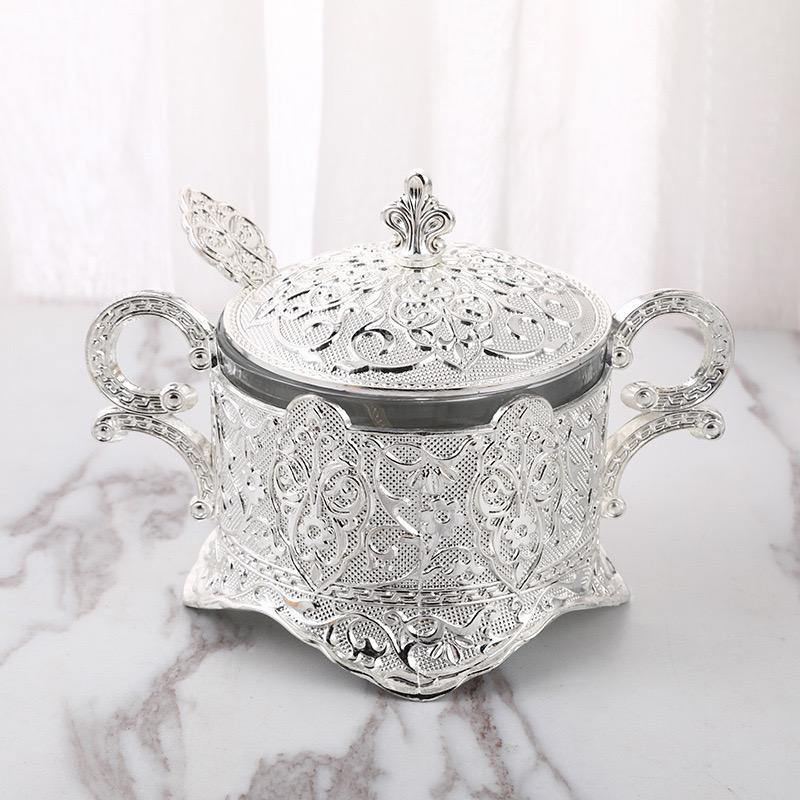 European Style Glass Storage Box Seasoning Bottle Restaurant Kitchen Daily Necessities Golden Storage Tank Kitchen Supplies