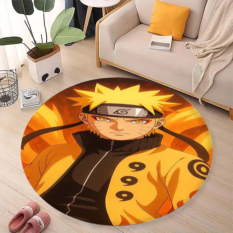 Cartoon Naruto Round Area Rug Soft Plush Carpet Non-Slip Mat for Bedside Sofa Gaming Room Home Decoration