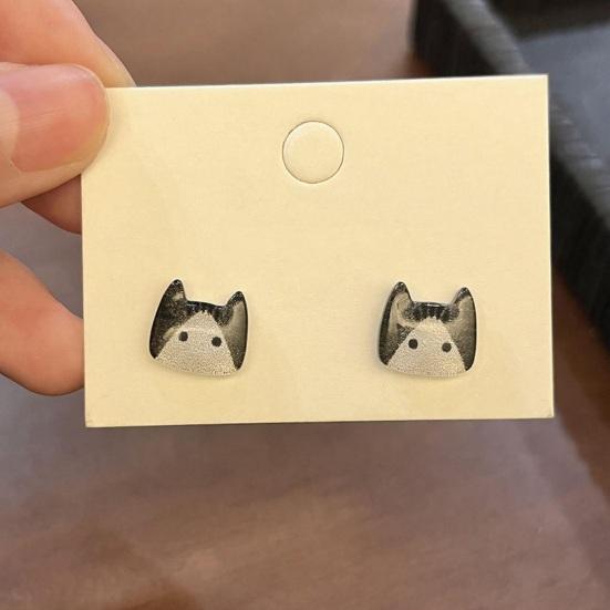 1 Paar Damen Ohrstecker Imitation Kristall Farbverlauf Cartoon Katze Design Ohrstecker Schmuck Geschenk
