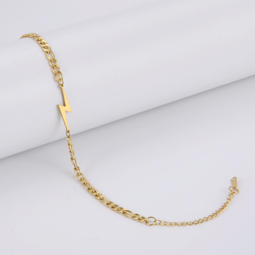 Stainless Steel Lightning Bolt Bracelet for Men Women Lightning Flash Thunder Charm Dainty Beaded Bracelets Stainless Steel Layered Chain Bracelets
