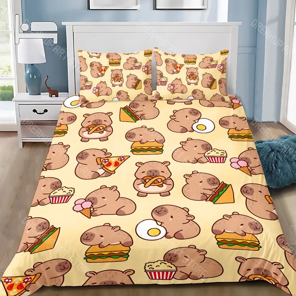 Niedliche Capybara Bettbezug Kissenbezug Bettwäscheset Erwachsene Junge Mädchen Schlafzimmerdekoration Kinder Geschenk Einzel Doppel Große Größe