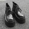 Herren Absatzschuhe Plateau Stiefel Qualität Freizeit Lederstiefel Punk Gothic Stil Klobige Stiefel Schnürung Herren Stiefeletten Botas