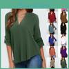 Stilvolles Damen Casual Langarm V-Ausschnitt T-Shirt Pullover Tunika Bluse Optionen
