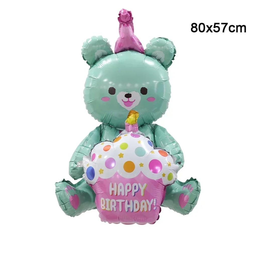 1pcs 4D Bear Foil Balloon Baby Birthday Photo Props Cartoon Aluminum Film Balloons Happy Birthday Party Balloon Baby Shower