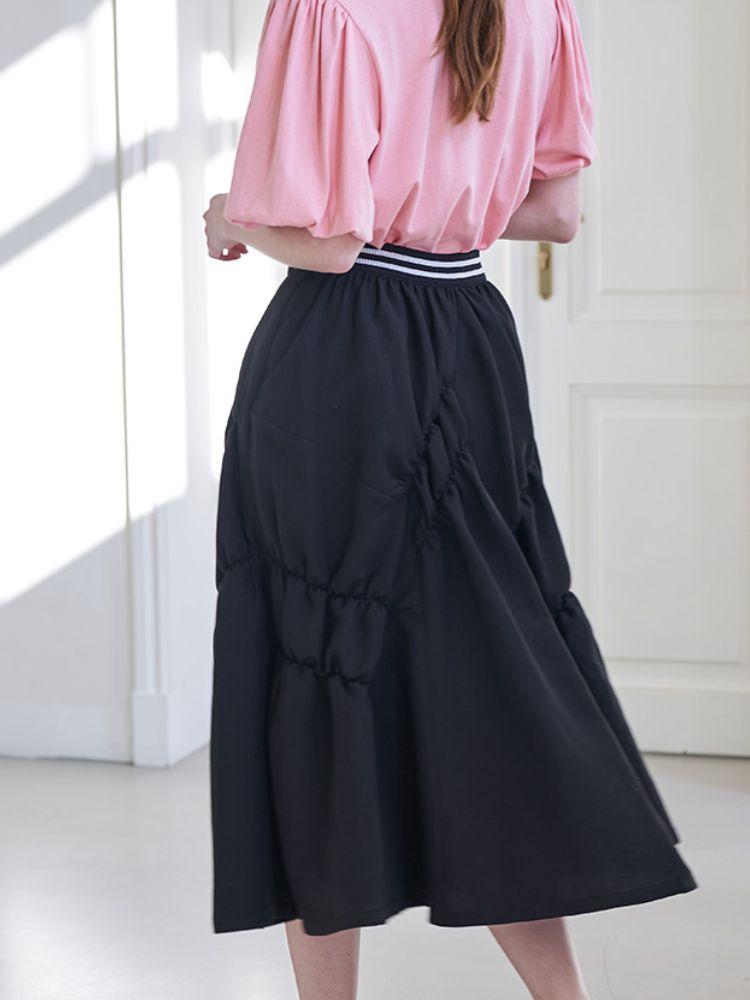 LBYL Black Volume Elastic Skirt