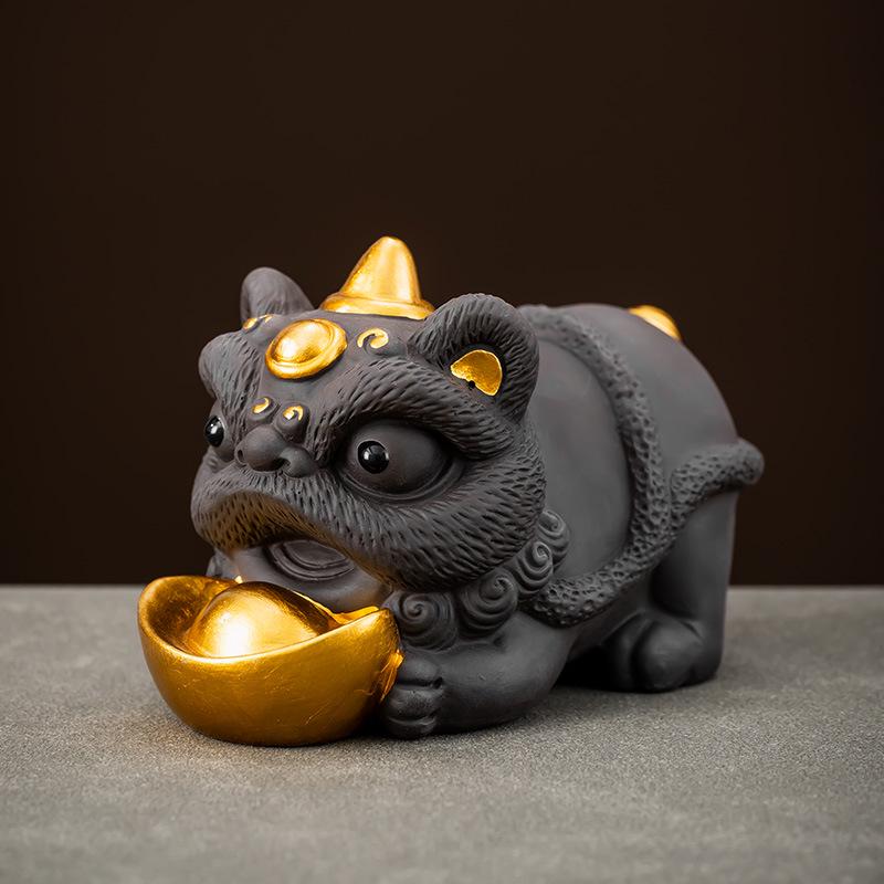 Purple Clay Pixiu Tea Pet for Kung Fu Tea Set, Desktop Decoration