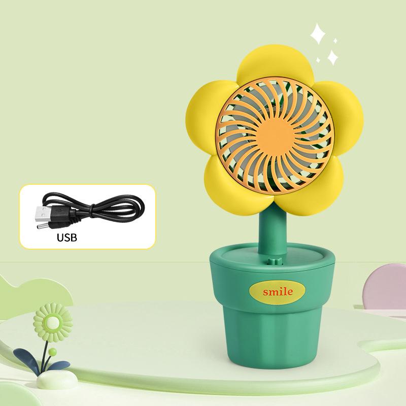 Summer New Handheld Mini Fan Portable USB Charging Convenient Creative Small Flower Fans Desktop To Store Handheld Fan