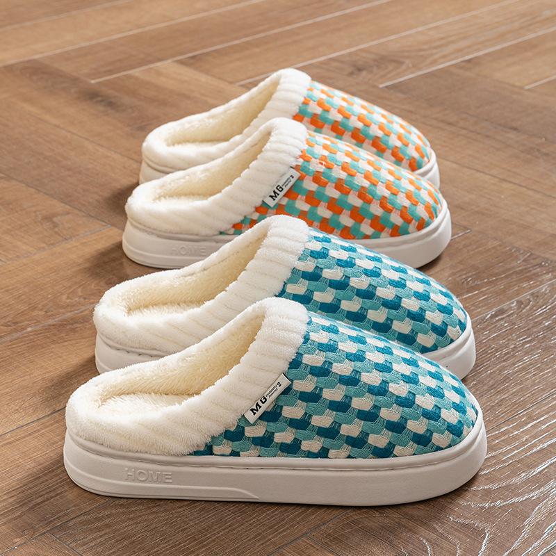 Cixi cotton slippers for women's home use in winter indoor home non-slip spring and autumn plush warm couple winter men