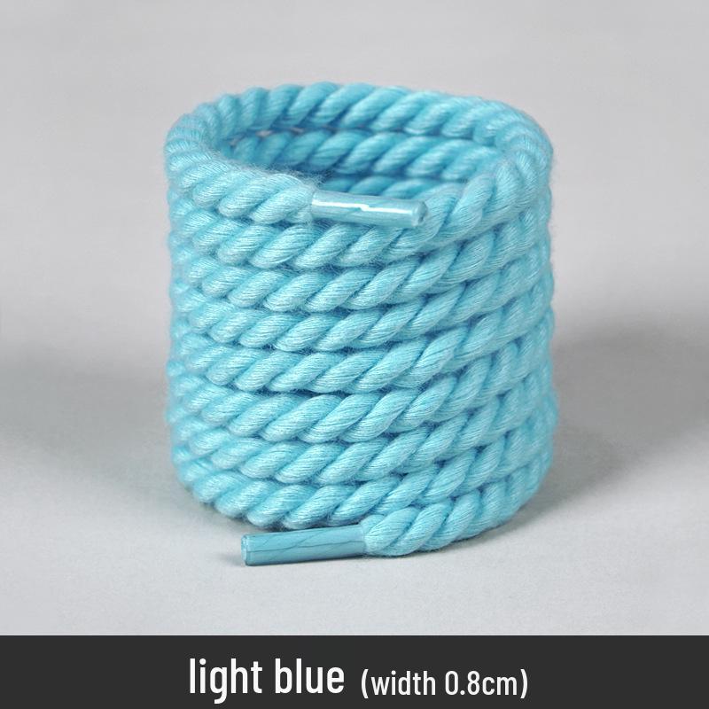 White Polyester Cotton Three-Strand Round Shoelaces - Versatile for Casual or Board Shoes (Pair)