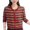 Women's Round-neck Striped Sweater Knitted Cardigan Autumn Loose Elegant Sweater
