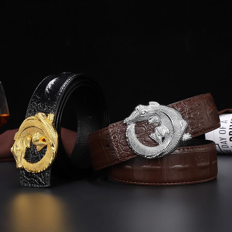 Men's Leather Belt Genuine Leather Belt Personality Faucet Alloy Smooth Buckle Belt Youth Casual Belt