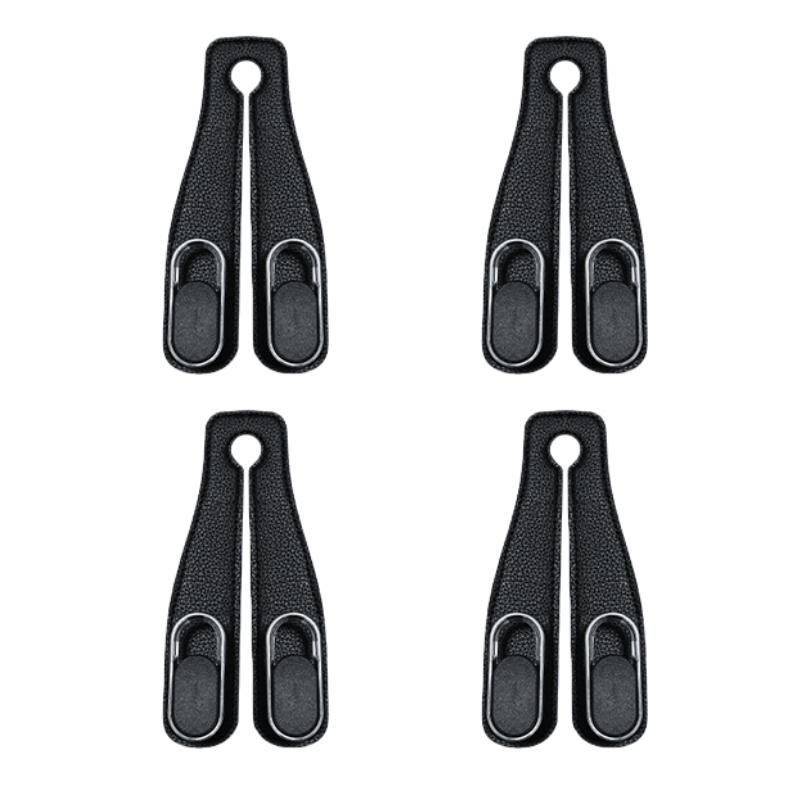 4Pcs 2 in 1 Car Headrest Hook PU Leather Rear Seat Hanging Dual Hook 20KG Large Load-Bearing Alloy Hook Hanger Universal