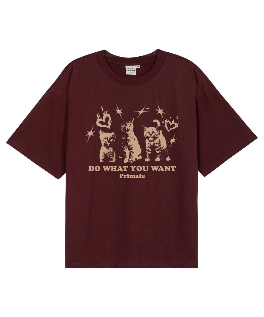 PRIMATE [Cool Cotton] Catitude Oversized Short Sleeve T-Shirt 8 Colors (B Type)