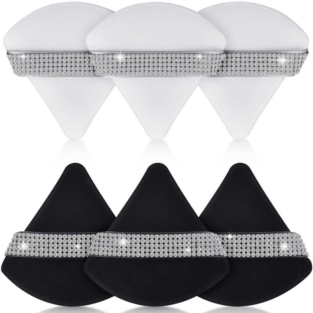 6pcs Diamond Triangle Powder Puff- Face Soft Makeup Puff -Setting Powder Puff for Loose Powder Body Powder Wet Dry Cosmetic,