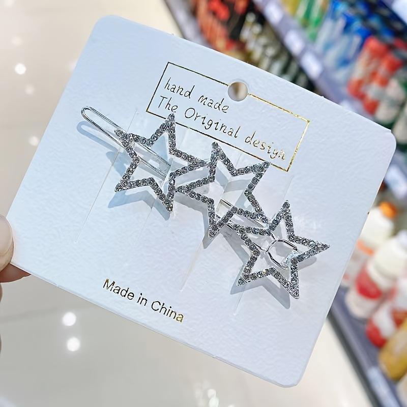 

Блестящая заколка для волос в виде звезды со стразами для женщин, элегантная и милая пятиконечная заколка с надежной клипсой-лягушкой, легкие однотонные аксессуары для волос серебряный