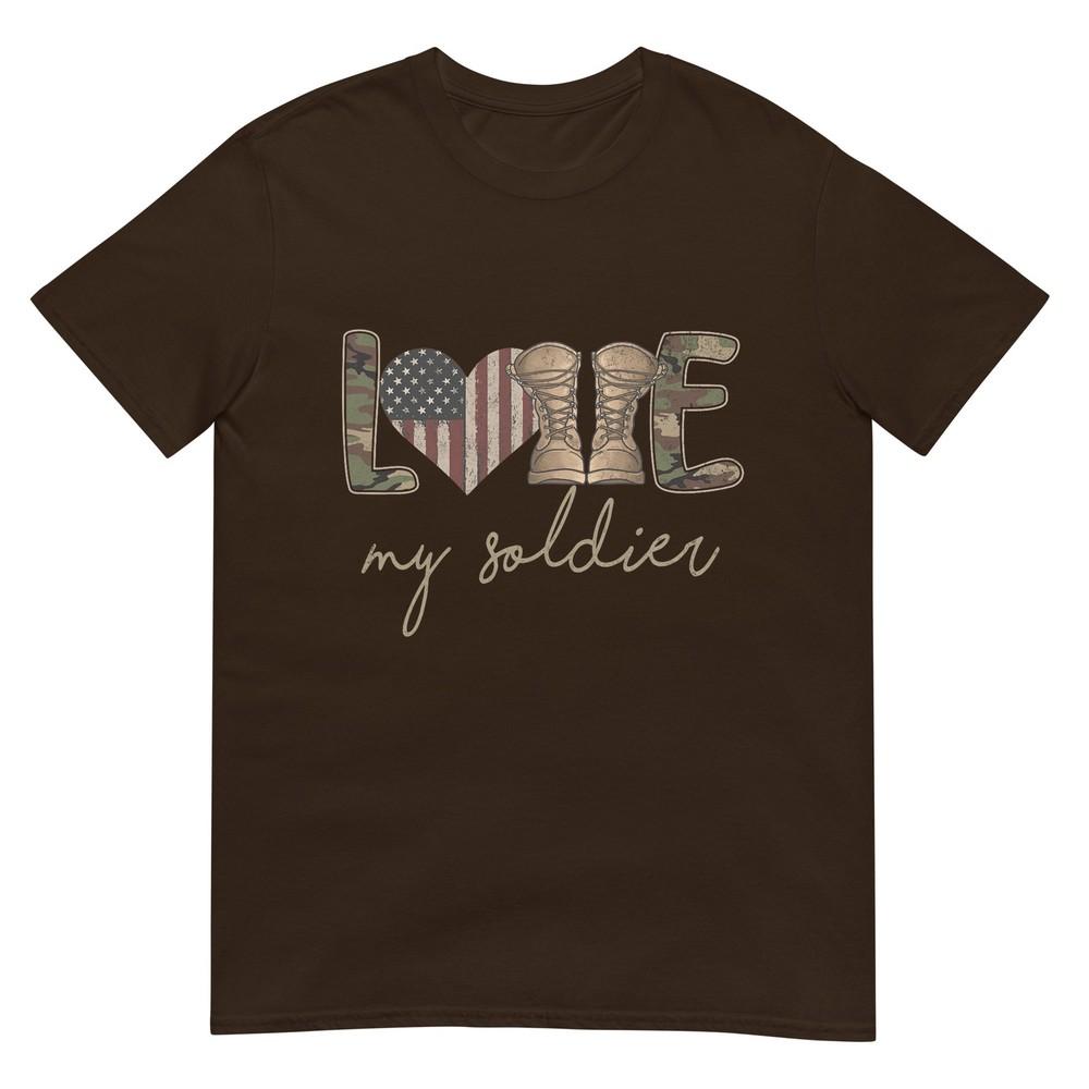 I Love My Soldier Military Army Wife Usa Camour Flag Tshirt