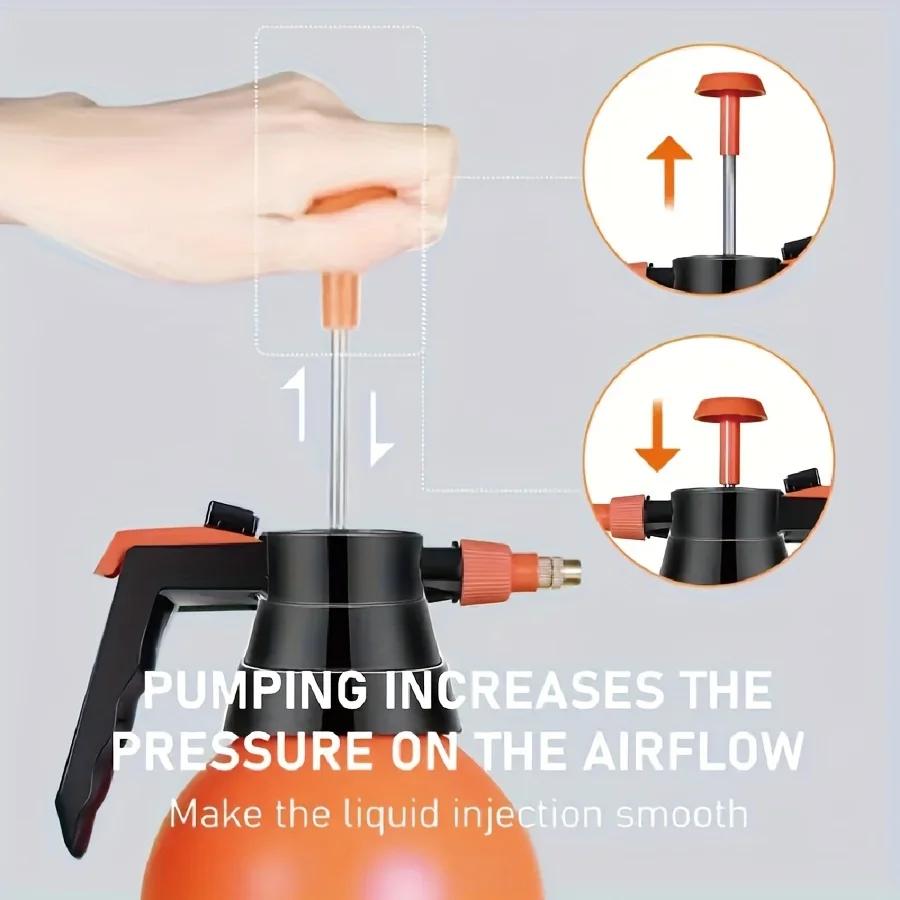 1pc Large Capacity Handheld Watering Can - 2L/3L Manual Pressure Sprayer with Adjustable Brass Nozzle for Efficient Watering