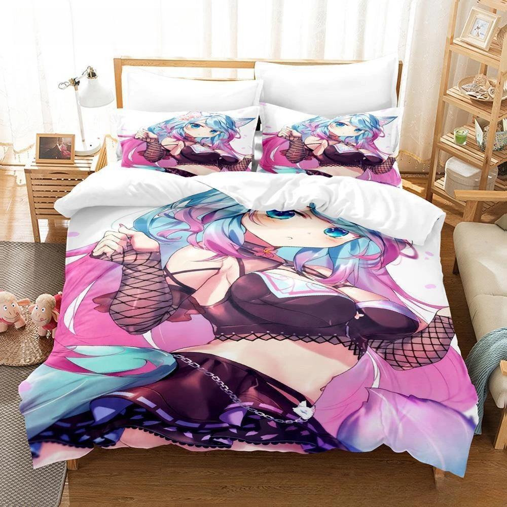 3D Anime Sexy Girls Silvervale VTuber Bedding Set Single Twin Full Queen King Size Bed Set Adult Kid Bedroom Duvet cover Sets
