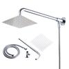 Sugarello Shower Overhead Stainless Rainfall Shower Shower Hose Square Head, Shower, Steel, Water-Saving, Head, Set, G1/2 (20cm)