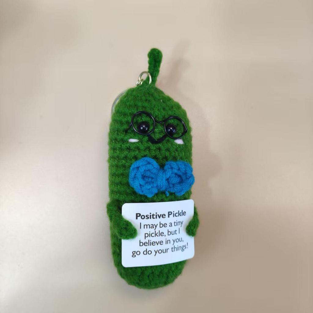 Handmade Crocheted Cucumber Doll Keychain: Emotional Support & Positive Energy Decor Gift