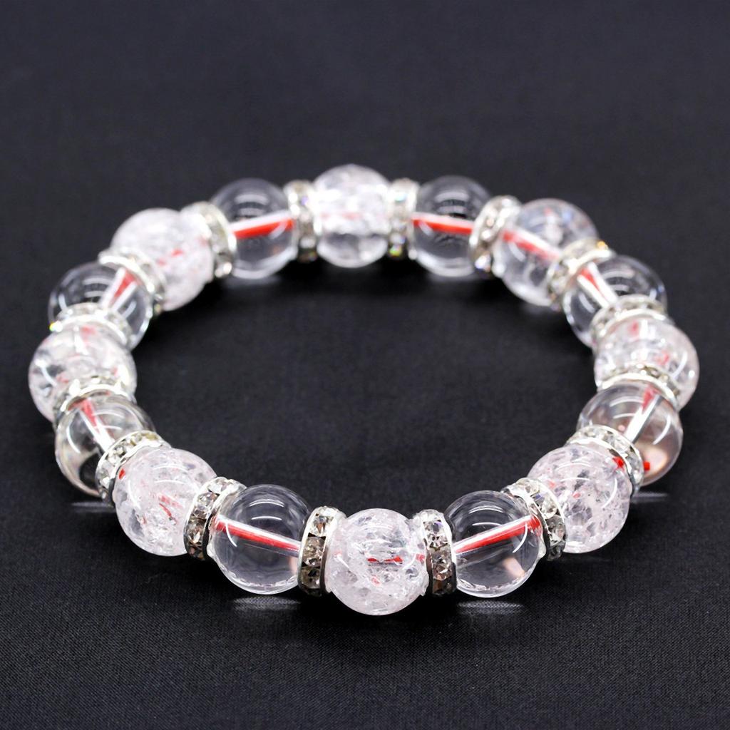 Pair of bracelets tied with red thread for your special Comes with a gift Crystal crackle quartz for men and rose quartz for [Ishiki] someone. box.