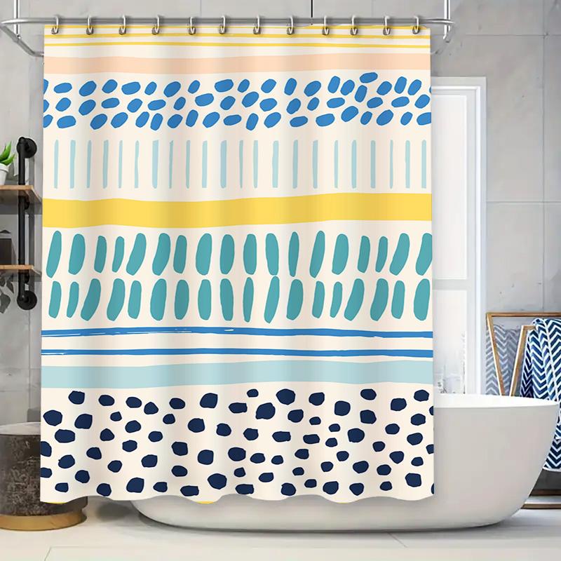 Modern Crystal Shower Curtain, Diamond Pattern Bath Decoration, White Waterfall Style Fabric Curtains for Bathroom Showers Size