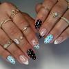 Polka Dot Almond False Nails - European & American Style