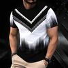 Women Short Sleeve Crew Neck T Shirt White Red Gradient Vertical Line Dot Abstract Print Top