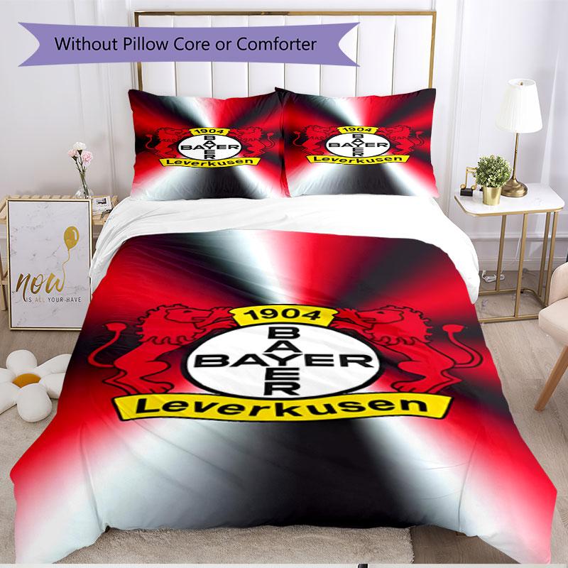 3-teiliges Bettbezug-Set (1 * Bettbezug + 2 * Kissenbezug, ohne Kern), Bayer 04 Leverkusen Druck Weiches Ganzjahres-Bettwäscheset, Heimschlafzimmer Dekor Geschenk