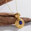 Collana da Donna in Argento S925 con Superficie a Uovo Colorata, Intarsiata con Lapislazzuli Naturale, Nicchia, Lusso Leggero, Pietra Preziosa Versatile