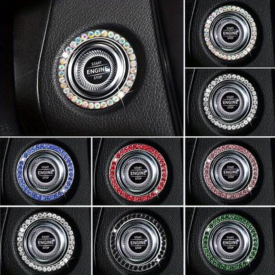 7Pcs Car One-button Start Rhinestone Decoration Lgnition Ring Decoration Car Accessories