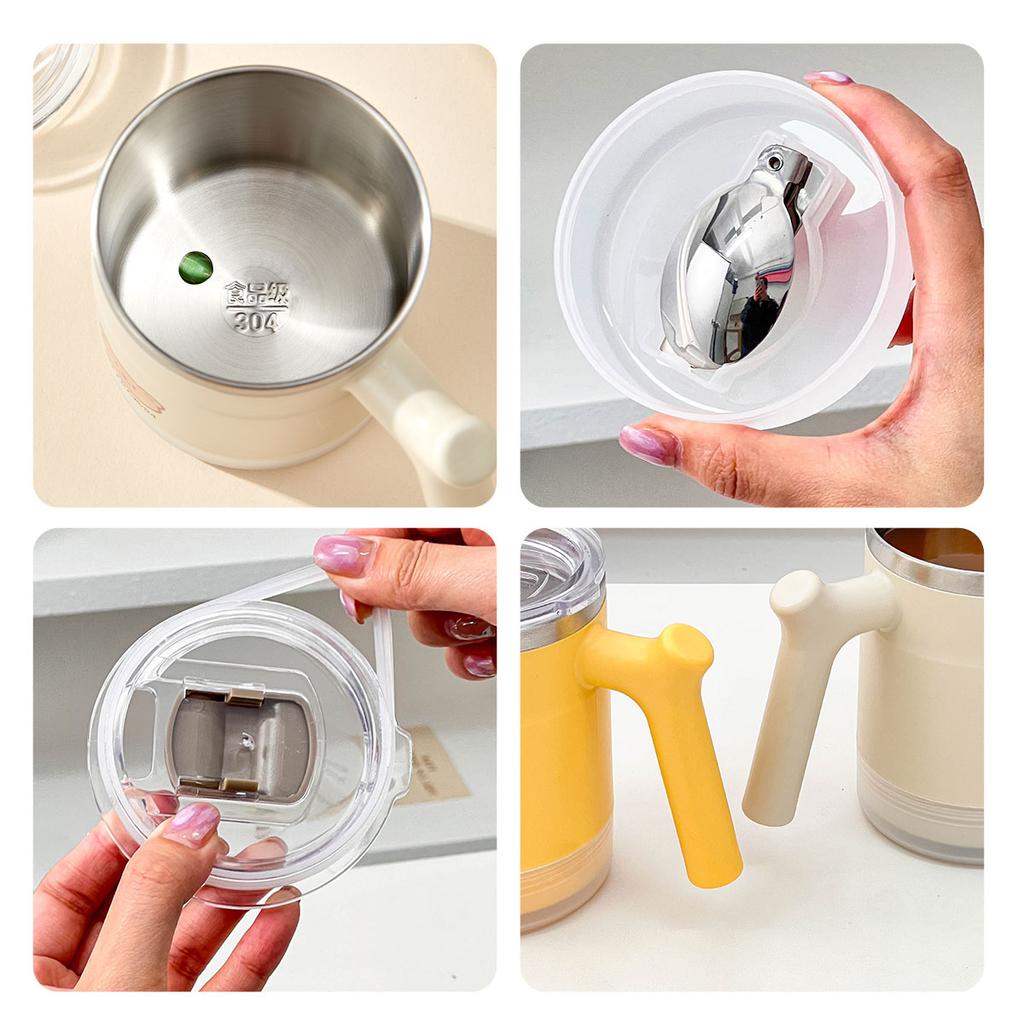 304 Stainless Steel Double Wall Insulated Water Cup Leak-proof Milk Coffee Mug With Spoon Reusable Tumbler Drinkware