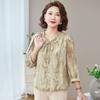 Elegant Chiffon Blouse for Middle-Aged & Elderly Women - Spring/Summer Three-Quarter Sleeve Top
