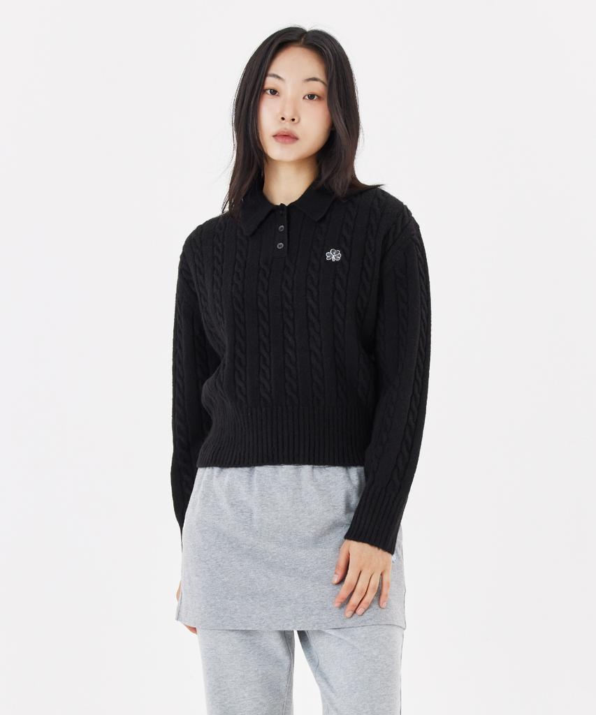 MARK GONZALES Women'S Club Cable Collar Knit - Black