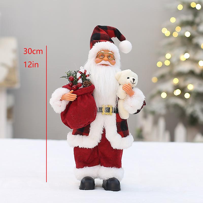 

Christmas decorations 12 inch 30cm standing Santa doll backpack Santa doll ornament gift