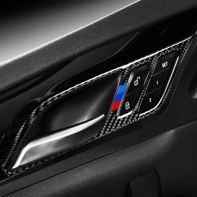 4PCS Carbon Fiber Car Inner Door Handle Frame Decorative Stickers Auto Interior Modified Accessories For BMW X3 G01 G08 X4 G02