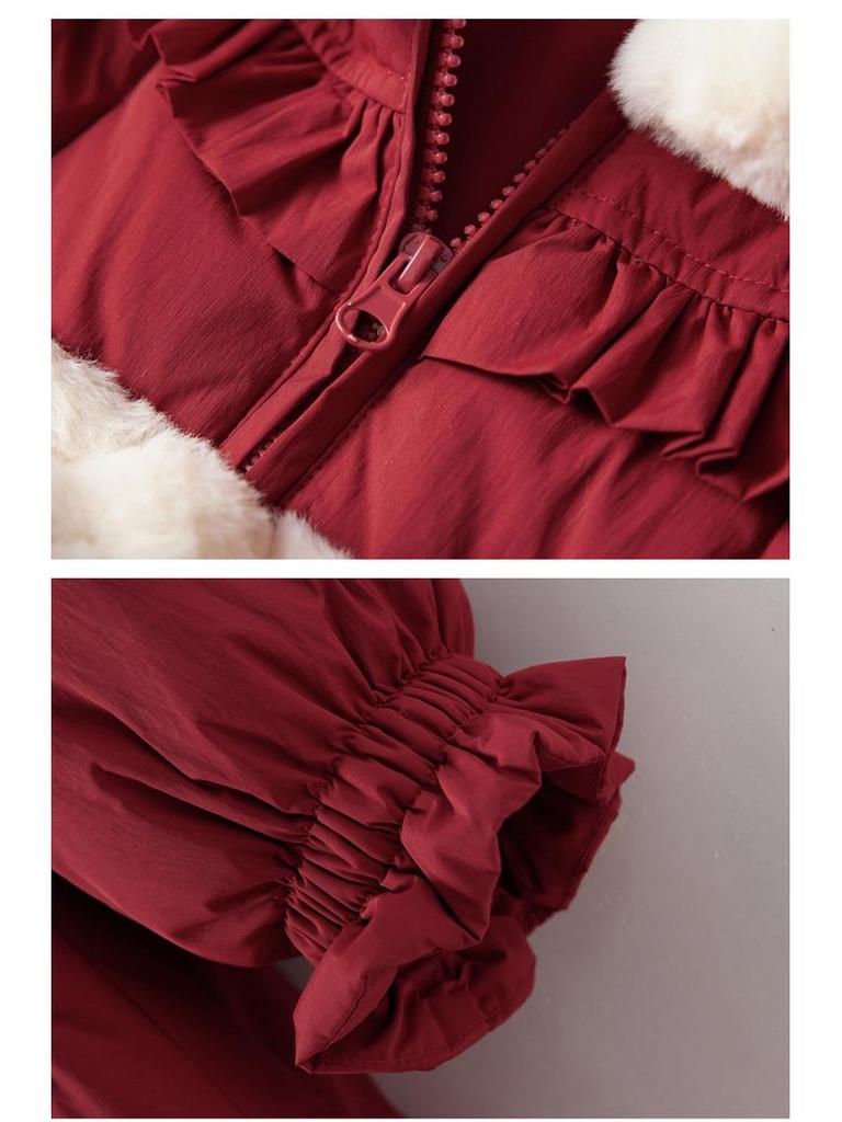 Women's 2024 Chinese-Style Stand-Up Collar Ruffle Down Jacket - Winter Christmas Coat BX2396