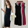 Sommer Freizeit Ärmellos Rundhals Midi Kleid Damen T-Shirt Tank Top Strand Bodycon Sommerkleid Basic