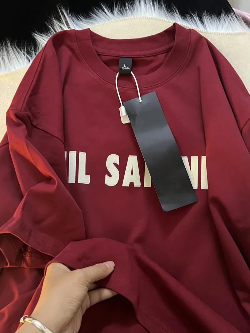 

Burgundy Retro Letter Print Oversized Women s T-Shirt L (suggested for 101-115 jin)