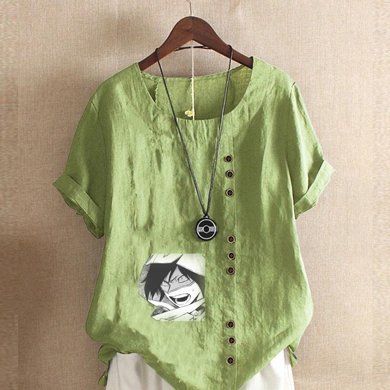 

Женская модная красивая футболка с коротким рукавом с принтом и узором, свободная хлопковая рубашка, повседневная свободная летняя блузка, топы больших размеров 5XL зелёный